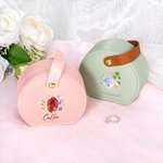 Personalisierte Floral Birthstone PU Leder Hand-held-Schmuck-Box mit Namen Portable Travel Essentials Geburtstag Muttertag Geschenk für Frauen Mädchen