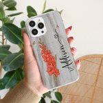 Personalizada Vintage Nacimiento Flor delgada funda de teléfono para el iPhone con el nombre Accesorios electrónicos Regalo de cumpleaños para las mujeres