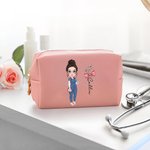 Borsa cosmetica in pelle PU con fiocco personalizzata con nome, regalo di compleanno e apprezzamento per la settimana dell'infermiere per il personale medico.