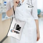 Pochette de maquillage en lin personnalisée avec nom et profession Cadeau d'anniversaire pour infirmière médecin personnel médical