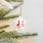 Personalized Baby's First Christmas Tree Pentagram Bunny Ornaments