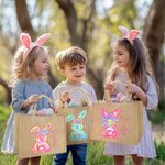 Personalisierte bunte niedliche Hase Jute Tasche mit Namen Tote Bag Ostereierjagd Party Geschenk für Jungen Mädchen