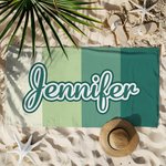 Personalised Four-colour Spliced Oversized Quick Dry Beach Towel with Name Birthday Beach Pool Party Gift for Kids Family