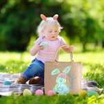 Personalisierte bunte niedliche Hase Jute Tasche mit Namen Tote Bag Ostereierjagd Party Geschenk für Jungen Mädchen