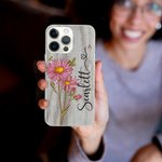 Personalizada Vintage Nacimiento Flor delgada funda de teléfono para el iPhone con el nombre Accesorios electrónicos Regalo de cumpleaños para las mujeres