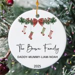 Gepersonaliseerd 2025 Familie Sokken Keramisch Ornament Kerstherinnering