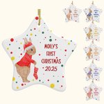 Personalized Baby's First Christmas Tree Pentagram Bunny Ornaments