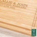 Personalisierte Ozean Welle Berg eingraviert Name FSC Bambus Charcuterie Schneidebrett mit Saft Rille Housewarming Hochzeit Geschenk für Familie Freund