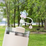 Personalisierte klare Schleife Schmetterling farbige Bling Stroh Abdeckung Topper mit anfänglichen Charme Zubehör für Stanley Urlaub Party Geburtstag Geschenk für sie