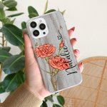 Personalizada Vintage Nacimiento Flor delgada funda de teléfono para el iPhone con el nombre Accesorios electrónicos Regalo de cumpleaños para las mujeres