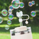 Personalisierte klare Schleife Schmetterling farbige Bling Stroh Abdeckung Topper mit anfänglichen Charme Zubehör für Stanley Urlaub Party Geburtstag Geschenk für sie