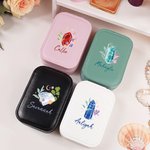 Personalisierte Floral Birthstone Name Schmuck-Box mit einstellbaren LED Make-up Spiegel Reise Essentials Geburtstag Geschenk für Frauen