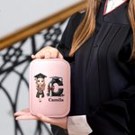 Personalisierte Cartoon Graduate Charakter Name Schmuckkasten mit einstellbaren LED Make-up Spiegel Reise Essentials Graduierung Geburtstag Geschenk für Frauen