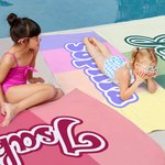Personalised Four-colour Spliced Oversized Quick Dry Beach Towel with Name Birthday Beach Pool Party Gift for Kids Family