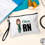 Pochette de maquillage en lin personnalisée avec nom et profession Cadeau d'anniversaire pour infirmière médecin personnel médical