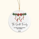 Gepersonaliseerd 2025 Familie Sokken Keramisch Ornament Kerstherinnering