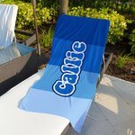 Personalised Four-colour Spliced Oversized Quick Dry Beach Towel with Name Birthday Beach Pool Party Gift for Kids Family