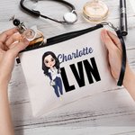 Pochette de maquillage en lin personnalisée avec nom et profession Cadeau d'anniversaire pour infirmière médecin personnel médical