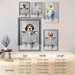 Personalized Reading Newspaper Cat Dog Photo Canvas Poster Framed Frameless Painting Wall Decor Birthday Memorial Gift for Pet Owners