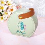 Personalisierte Floral Birthstone PU Leder Hand-held-Schmuck-Box mit Namen Portable Travel Essentials Geburtstag Muttertag Geschenk für Frauen Mädchen
