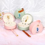 Personalisierte Floral Birthstone PU Leder Hand-held-Schmuck-Box mit Namen Portable Travel Essentials Geburtstag Muttertag Geschenk für Frauen Mädchen