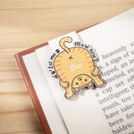 Personalized Cute Cat Mark Here Leather Magnetic Bookmark Clip with Name Reading Staintionary Supplies Birthday Gift for Pet Owners Bookworms
