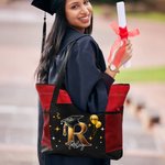 Gorra de Graduación Personalizada Nombre Inicial Bolsa Grande con Bolsillos de Malla Accesorios de Viaje Regalo de Graduación para Amigo Familia