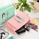 Borsa cosmetica in pelle PU con fiocco personalizzata con nome, regalo di compleanno e apprezzamento per la settimana dell'infermiere per il personale medico.