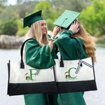 Personalized Classic Winnie the Pooh Large Canvas Tote Bag with Name and Initial Birthday Graduation Gift for Graduates