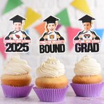 Cara personalizada Foto Graduación Cupcake Toppers Juego de 12 Graduación Decoración de la fiesta Regalo para la clase de 2025 Graduados