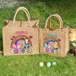 Personalisierte Osterei Regenbogen Cartoon Charakter wiederverwendbare Jute Tasche mit Namen Tote Bag Ostern Party Geschenk für Kinder