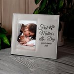 Personalized First Mother's Day Leather Photo Frame with Text and Folding Stand Memorial Keepsake Mother's Day Gift for Her