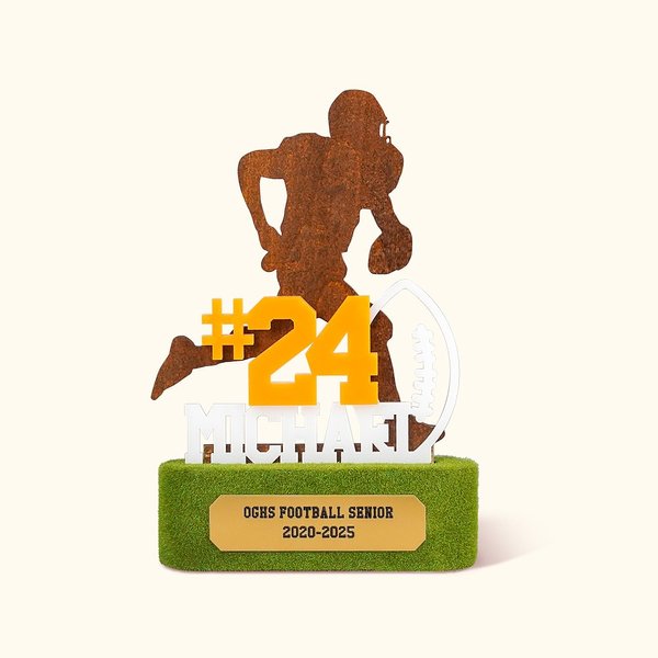 Placa Conmemorativa Personalizada Silueta de Jugador de Fútbol con Nombre y Número Decoración para el Hogar Regalo de Graduación para Amante de los Jugadores de Fútbol