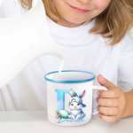 Tazza smaltata da 355ml personalizzata con iniziale nome e design del coniglietto pasquale regalo di Pasqua per bambini
