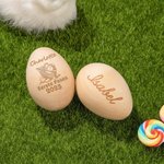 Gegraveerd Gepersonaliseerd Houten Paasei met Konijnoren met Naam en Jaar Paasmandvullingen Woondecoratie Feestbedankjes Cadeau voor Kinderen