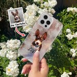 Personalisierte Aquarell Hund Katze TPU iPhone Handyhülle mit Namen Haustierporträt Verlust Erinnerung Geburtstag Geschenk für Haustier Liebhaber