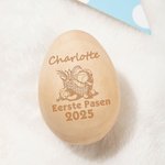 Gegraveerd Gepersonaliseerd Houten Paasei met Konijnoren met Naam en Jaar Paasmandvullingen Woondecoratie Feestbedankjes Cadeau voor Kinderen