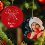 Ornement personnalisé en céramique avec nom et photo 2025 Décoration de l'arbre de Noël Cadeau de Noël pour la famille et les amis