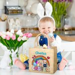 Personalisierte Osterei Regenbogen Cartoon Charakter wiederverwendbare Jute Tasche mit Namen Tote Bag Ostern Party Geschenk für Kinder