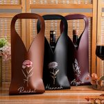 Sac à Vin en Cuir avec Poignée Protectrice Personnalisé avec Nom Cadeau d Anniversaire pour Amateur de Vin