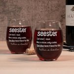Personligt Seester Definition 12oz stamlöst vinglas med namn Födelsedagsfest Hem Bar Housewarming Present till systrar Vänner