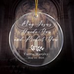 Adorno acrílico personalizado May Jesus Guide You And Protect You con nombre Fecha de bautizo Regalo de primera comunión para cristiano