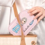 Personalized Prom Queen Birth Flower Name PU Leather Jewellery Box with LED Makeup Mirror Travel Accessory Birthday Anniversary Party Gift for Women