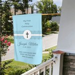 Bandiera da giardino religiosa personalizzata con nome e data per la mia prima comunione: Dio ti benedica Regalo per cristiani