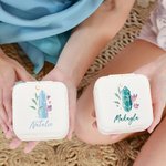 Personalisierte Birthstone Square Jewelry Box mit Namen Travel Essentials Geburtstag Hochzeit Geschenk für Mädchen Frauen