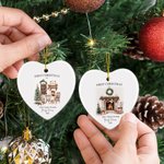 Couronne de houx personnalisée Cheminée Premier Noël Ornement en céramique avec nom, année et adresse Décoration de l'arbre de Noël Cadeau pour la famille et les enfants