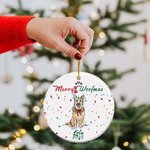 Ornamento natalizio personalizzato per cani in stile Merry Woofmas disegnato a mano con nome e cordino Regalo di Natale per gli amanti degli animali domestici