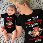 T-shirt Onesie de Bébé 100% Coton Personnalisé avec Nom Ensemble Assorti Cadeau de Fête des Mères pour Nouveau-né et Nouvelle Maman