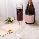 Verres à champagne personnalisés avec nom et date gravés Lot de 2 flûtes à champagne monogramme floral Cadeau de mariage pour les jeunes mariés