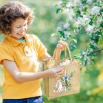 Personalisierte Osterhase Bogen Kreuz wiederverwendbare Jute Tasche mit Namen Tote Bag Ostern Party Geschenk für Jungen Mädchen